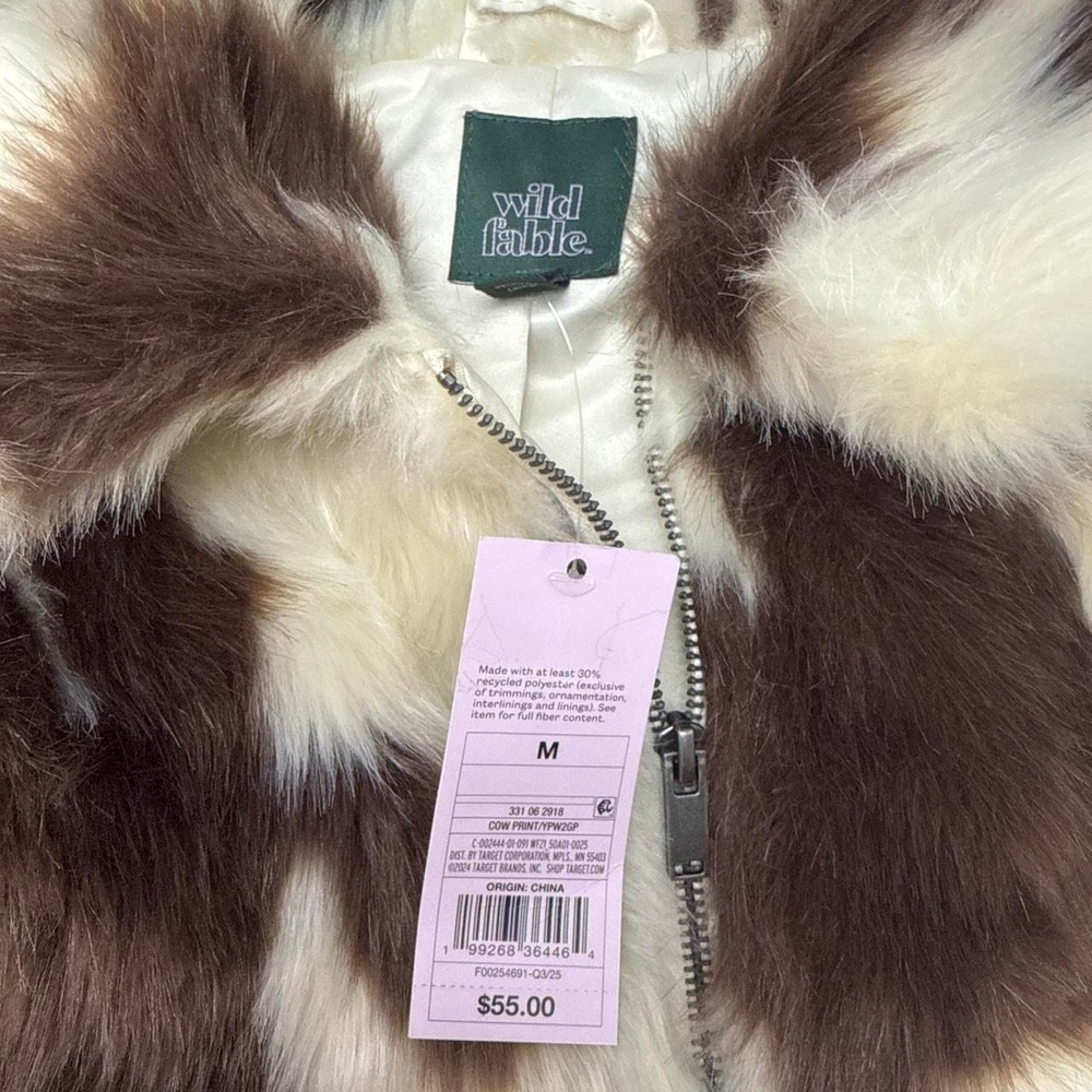 Wild Fable Women's Faux Fur Faux Cowhide Print Jacket - Picture 7 of 8